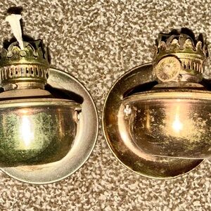 vintage brass oil lamps